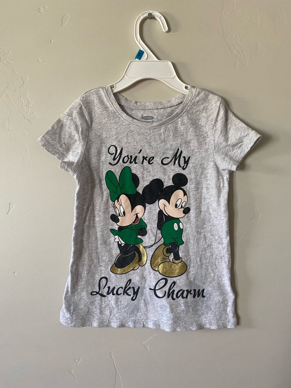 Old Navy Disney Mickey and Minnie "You're My Lucky Charm" St. Patricks Day Tee